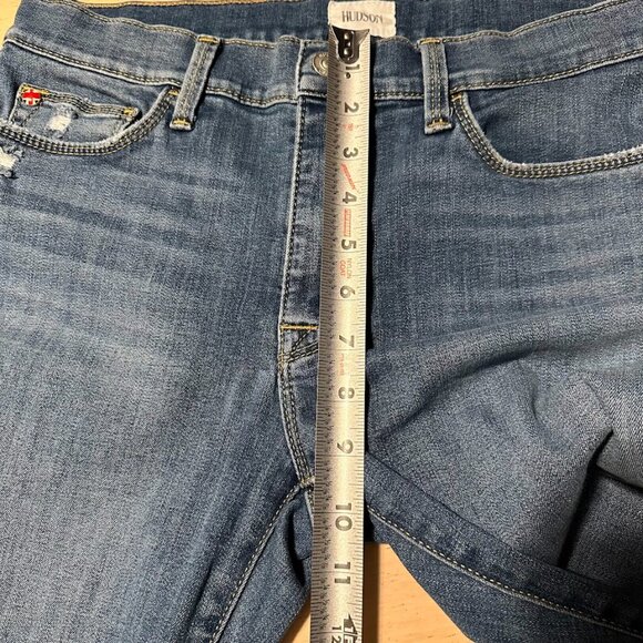 Hudson Natalie Blue Denim Jeans Frayed Cut off Hem Distressed Rip Womens 30 | 10 - Picture 9 of 11